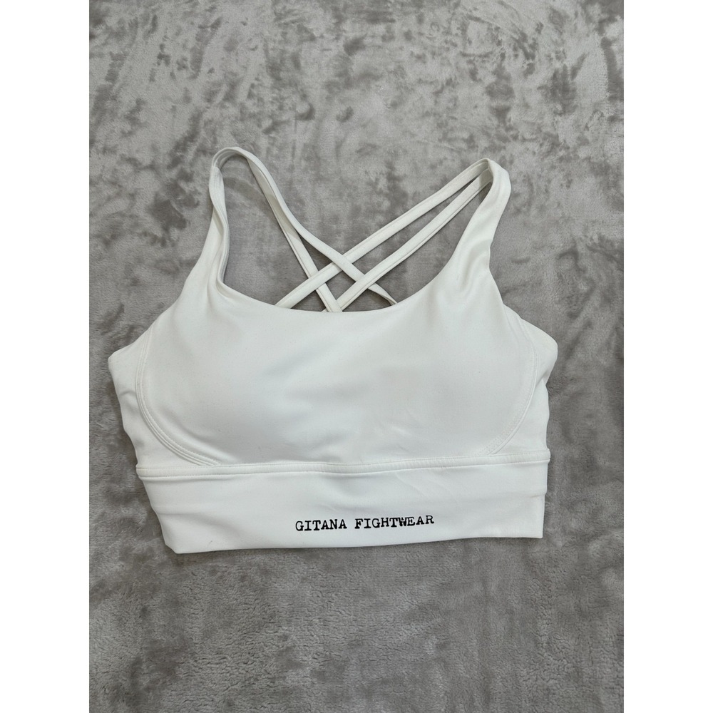Sports Bra Women's Size Large White New V by‎ Gitana Fightwear Racer Back Padded
